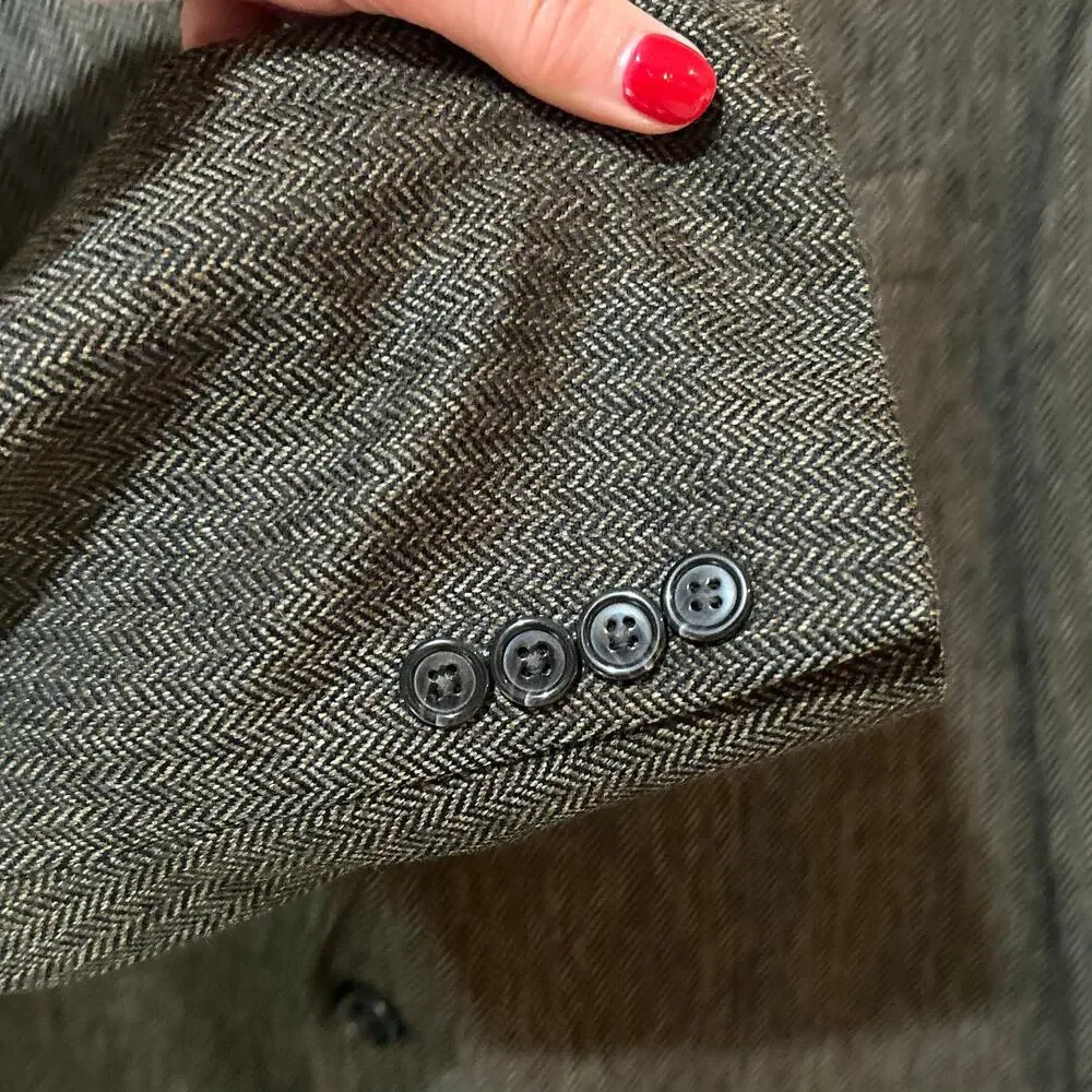 Jos. A. Bank 100% Wool Brown Herringbone Jacket Sport Coat 40R 2-Button Close